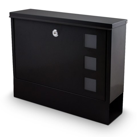 NAŚCIENNA CZARNA SKRZYNKA POCZTOWA METALOWA NOWOCZESNA SOLIDNA