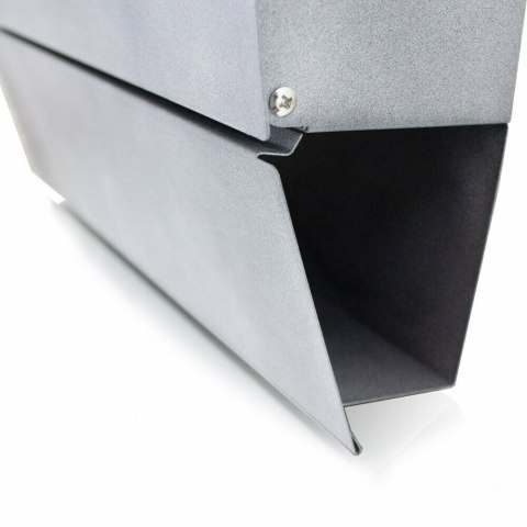 NAŚCIENNA NOWOCZESNA SKRZYNKA POCZTOWA Z GAZETNIKIEM ANTRACYT SZARA