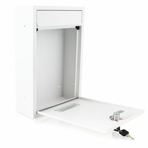 NOWOCZESNA NAŚCIENNA SKRZYNKA NA LISTY Z WRZUTEM BIAŁA SOLIDNA