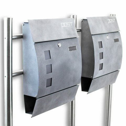 NOWOCZESNA PODWÓJNA SKRZYNKA POCZTOWA NA LISTY WOLNOSTOJĄCA SOLIDNA