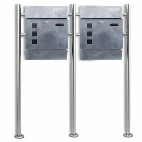 NOWOCZESNA PODWÓJNA SKRZYNKA POCZTOWA NA LISTY WOLNOSTOJĄCA SOLIDNA