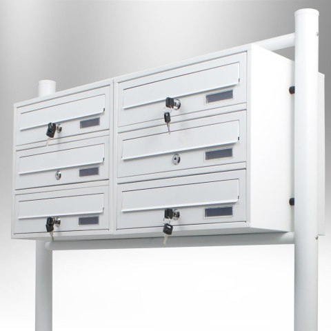 NOWOCZESNA SKRZYNKA NA LISTY POCZTOWA LOKATORSKA 2x3 BIAŁA WOLNOSTOJĄCA