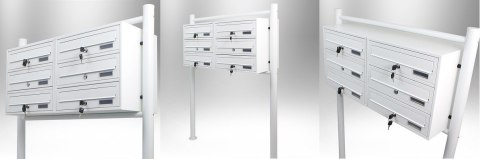 NOWOCZESNA SKRZYNKA NA LISTY POCZTOWA LOKATORSKA 2x3 BIAŁA WOLNOSTOJĄCA