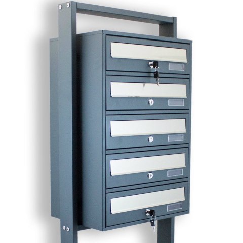 NOWOCZESNA SKRZYNKA NA LISTY POCZTOWA LOKATORSKA 5 CIEMNOSZARA