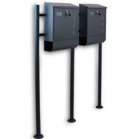 NOWOCZESNA SKRZYNKA NA LISTY POCZTOWA PODWÓJNA WOLNOSTOJĄCA CIEMNOSZARA