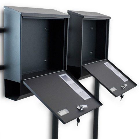 NOWOCZESNA SKRZYNKA NA LISTY POCZTOWA PODWÓJNA WOLNOSTOJĄCA CIEMNOSZARA