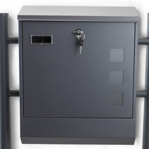 NOWOCZESNA SKRZYNKA NA LISTY POCZTOWA PODWÓJNA WOLNOSTOJĄCA CIEMNOSZARA