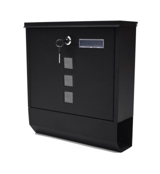 NOWOCZESNA SKRZYNKA NA LISTY POCZTOWA Z GAZETNIKIEM CZARNA NAŚCIENNA