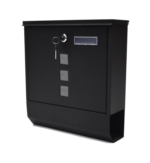 NOWOCZESNA SKRZYNKA NA LISTY POCZTOWA Z GAZETNIKIEM CZARNA NAŚCIENNA