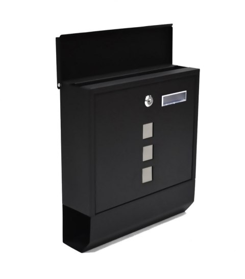 NOWOCZESNA SKRZYNKA NA LISTY POCZTOWA Z GAZETNIKIEM CZARNA NAŚCIENNA