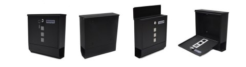 NOWOCZESNA SKRZYNKA NA LISTY POCZTOWA Z GAZETNIKIEM CZARNA NAŚCIENNA