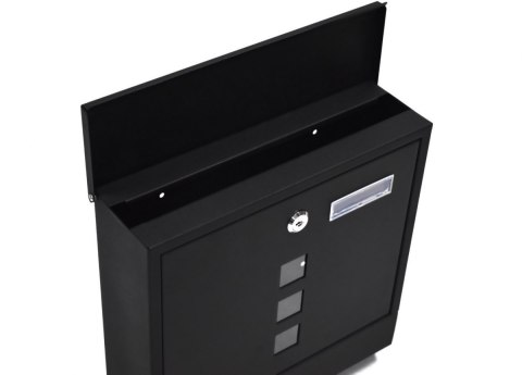 NOWOCZESNA SKRZYNKA NA LISTY POCZTOWA Z GAZETNIKIEM CZARNA NAŚCIENNA