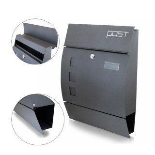 NOWOCZESNA SKRZYNKA POCZTOWA GRAFITOWA UNIWERSALNA 3 OKIENKA