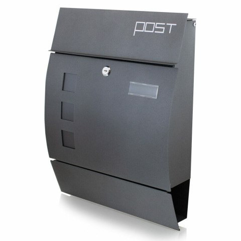 NOWOCZESNA SKRZYNKA POCZTOWA GRAFITOWA UNIWERSALNA 3 OKIENKA