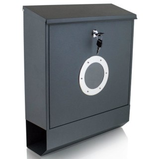 NOWOCZESNA SKRZYNKA POCZTOWA NA LISTY CIEMNOSZARA Z GAZETNIKIEM