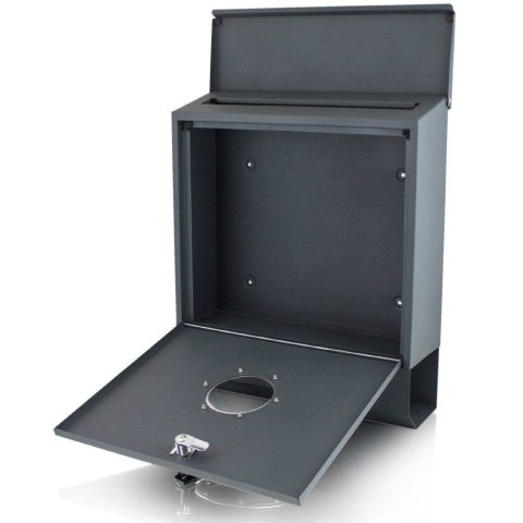 NOWOCZESNA SKRZYNKA POCZTOWA NA LISTY CIEMNOSZARA Z GAZETNIKIEM