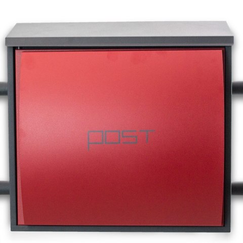 Podwójna skrzynka pocztowa BITUXX – czerwony zestaw 2 szt. z dużym wrzutem i gazetnikiem na stojaku