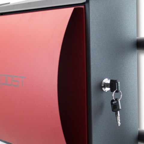 Podwójna skrzynka pocztowa BITUXX – czerwony zestaw 2 szt. z dużym wrzutem i gazetnikiem na stojaku