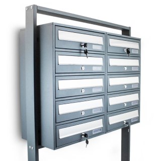 NOWOCZESNA SKRZYNKA POCZTOWA NA LISTY LOKATORSKA 2X5 CIEMNOSZARA