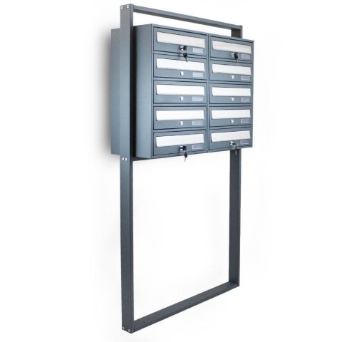 NOWOCZESNA SKRZYNKA POCZTOWA NA LISTY LOKATORSKA 2X5 CIEMNOSZARA