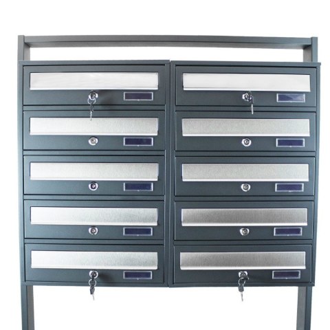 NOWOCZESNA SKRZYNKA POCZTOWA NA LISTY LOKATORSKA 2X5 CIEMNOSZARA