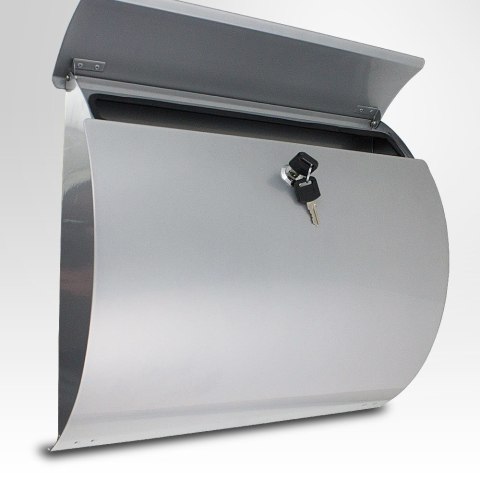 NOWOCZESNA SKRZYNKA POCZTOWA NA LISTY NAŚCIENNA METALICZNA INOX