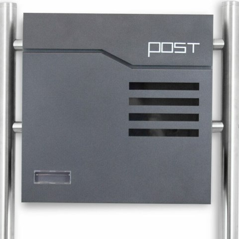 NOWOCZESNA SKRZYNKA POCZTOWA NA STOJAKU Z GAZETNIKIEM WOLNOSTOJĄCA