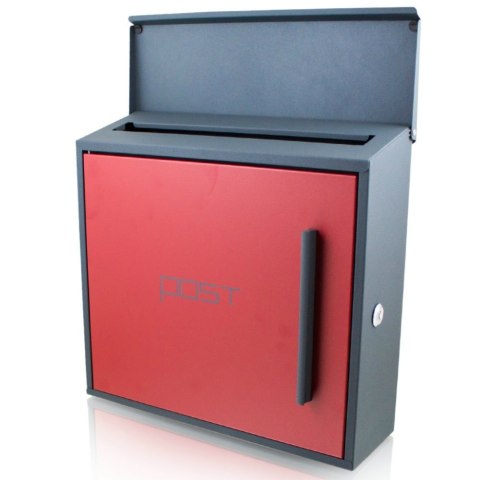 NOWOCZESNA SOLIDNA SKRZYNKA POCZTOWA NA LISTY CZERWONA NAŚCIENNA