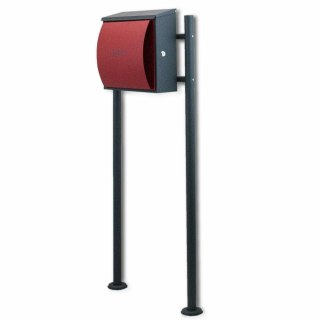 Nowoczesna skrzynka pocztowa na stojaku ciemnoszary / czerwony