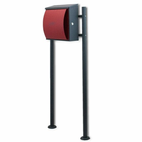 Nowoczesna skrzynka pocztowa na stojaku ciemnoszary / czerwony