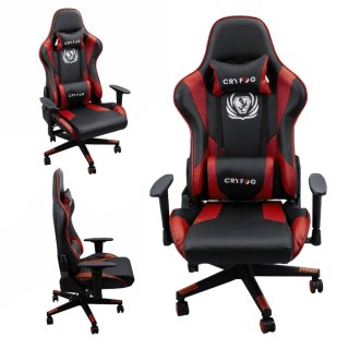 OBROTOWE CZERWONE KRZESŁO GAMINGOWE CRYFOG FOTEL DO GIER KOMPUTEROWYCH
