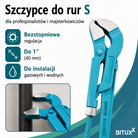 KLUCZ NASTAWNY DO RUR TYP S 1 HYDRAULICZNY CZERWONY SZWED BITUXX