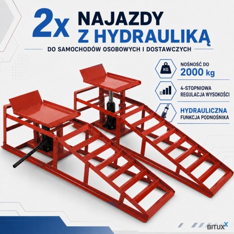 NAJAZD SAMOCHODOWY RAMPA RAMPY PODJAZ PODNOŚNIK HYDR 4 TONY