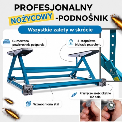 Podnośnik uchylny 3T 3000 kg - profesjonalny podnośnik samochodowy do warsztatu