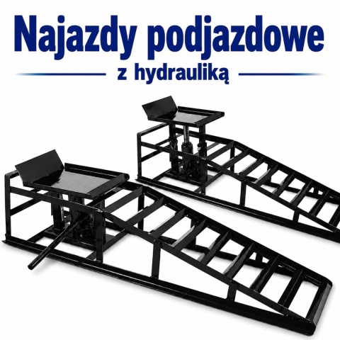 Bituxx 2x hydrauliczne najazdy samochodowe 2000 kg z podnośnikiem rampy serwisowe do auta