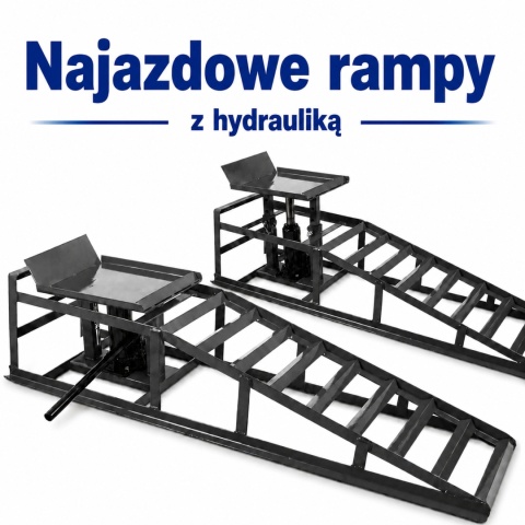 RAMPA Z PODNOŚNIKIEM HYDRAULICZNYM 2 SZT RAMPY ZESTAW UDŹWIG DO 4 TON