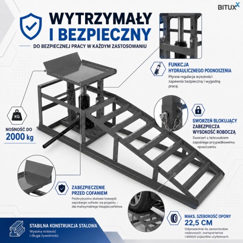 RAMPA Z PODNOŚNIKIEM HYDRAULICZNYM 2 SZT RAMPY ZESTAW UDŹWIG DO 4 TON