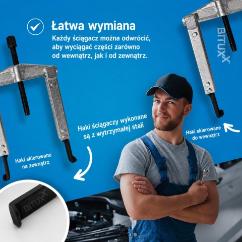 Ściągacz do łożysk 12 el. Bituxx – 2 i 3-ramienny zestaw profesjonalny
