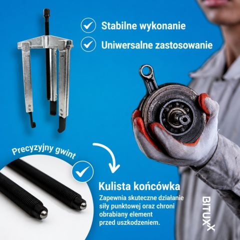 Ściągacz do łożysk 12 el. Bituxx – 2 i 3-ramienny zestaw profesjonalny