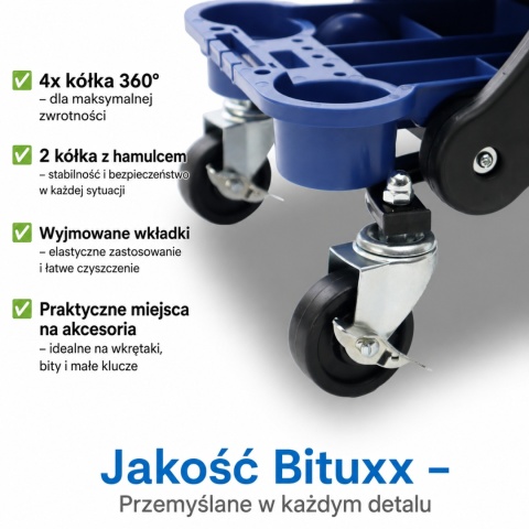 Taboret Warsztatowy Krzesło Krzesełko Stołek z kółkami z organizerem