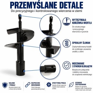 WIERTŁO do wiernicy glebowej 100 mm x 200 mm stalowe do otworów pod słupki działki