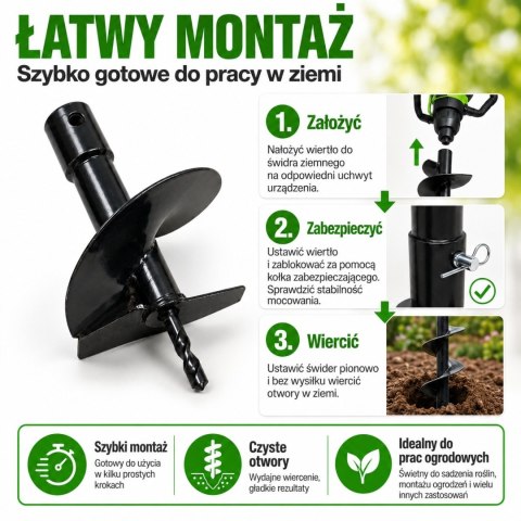 WIERTŁO do wiernicy glebowej 100 mm x 200 mm stalowe do otworów pod słupki działki