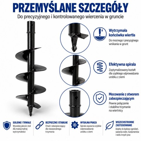 Wiertło glebowe 100 mm 400 mm świder do ziemi wiertnica stalowe do ogrodu trwałe