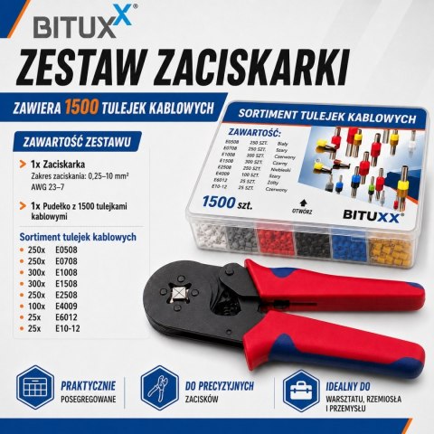 Zestaw Zaciskarek 2200 El. Tulejki Konektory Praska Crimping 2w1